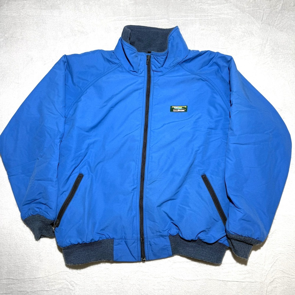 Vintage LL Bean Warm Up BLUE Jacket Womens XL Fleece Lined Windbreaker‎ F/S